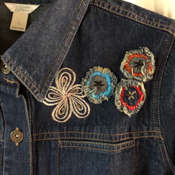 VINTAGE - NWOT - Christopher & Banks Denim Jacket - LARGE - Embroidered - Picture 3 of 8